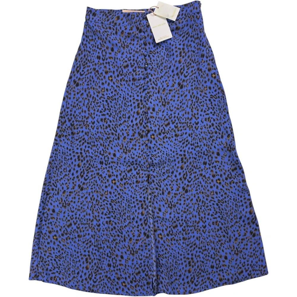 NWT Skies Are Blue Animal Print A-Line Skirt Brown Blue Size XS